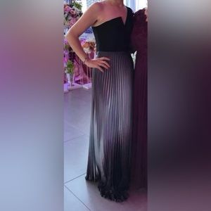 AQUA one shoulder shimmer pleated gown, size m